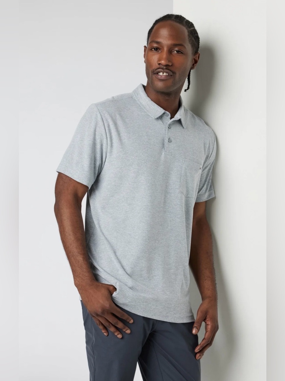 Vuori Ace Polo Men’s Small Light Grey Performance Golf Shirt